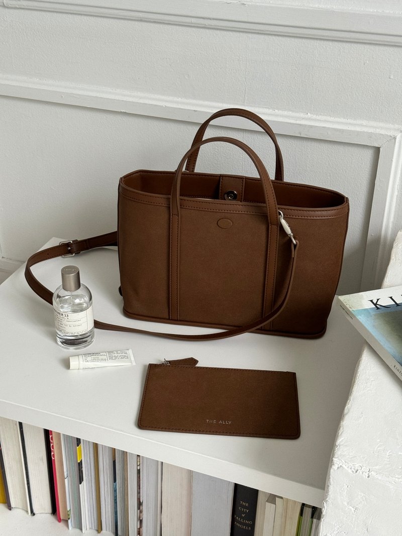 韩国 The Ally | CAMILIA BAG (附小包) | 深棕色 | 手袋 单肩包 - 手提包/手提袋 - 防水材质 咖啡色
