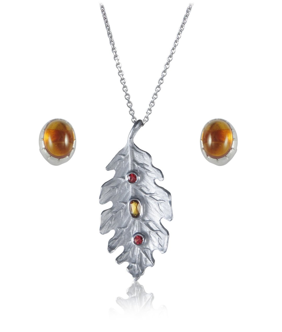 Dew Drop Set – Autumn - 耳环/耳夹 - 纯银 咖啡色