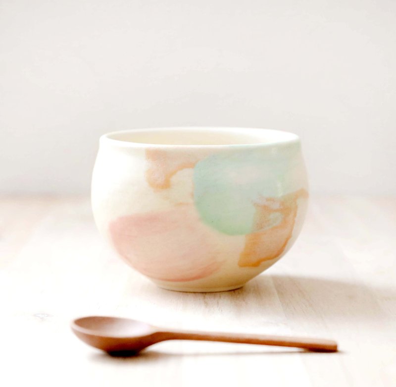 彩色化妆刷图案茶杯/春天的颜色2 - 碗 - 陶 粉红色