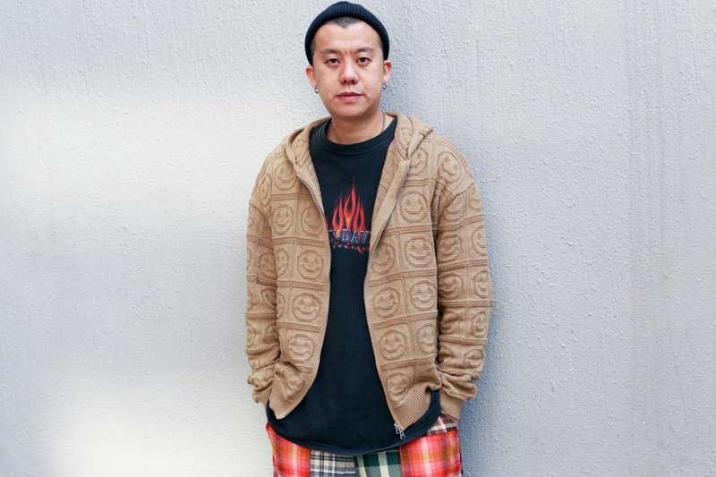 红 卡其色 笑脸针织冷衫外套 - 女装针织衫/毛衣 - 聚酯纤维 多色