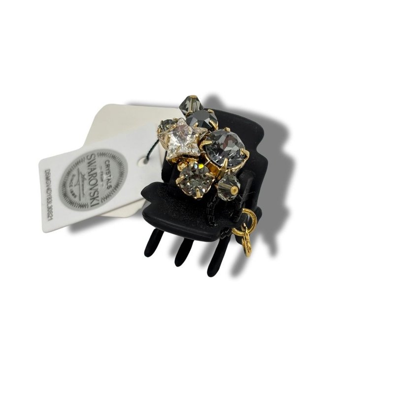 COMPLEX BIZ 黑底星星水晶 甜心夹 - 发饰 - 树脂 多色