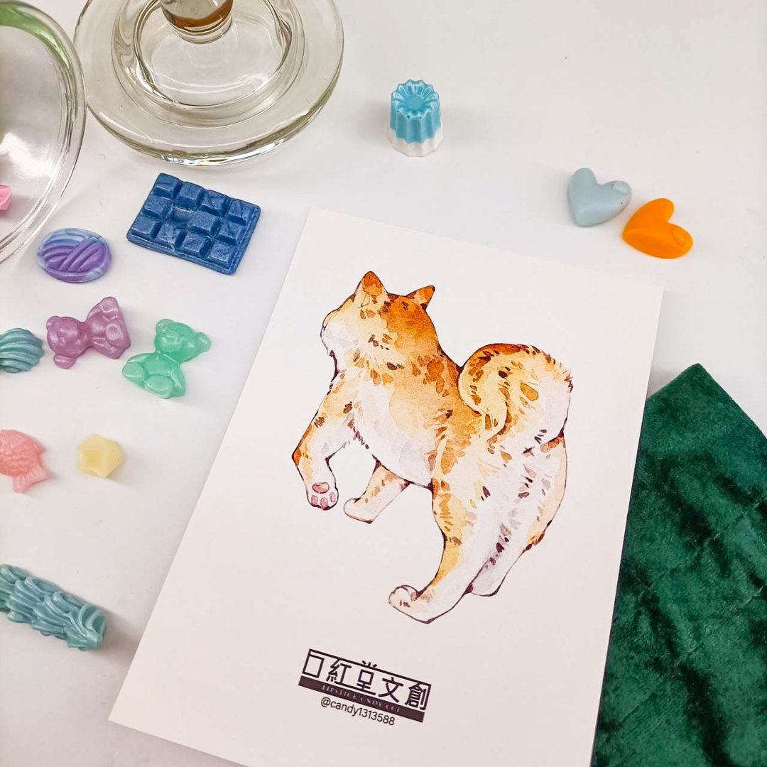 KR474_口紅堂明信片_柴犬9_candy1313588 postcard - 卡片/明信片 - 纸 多色