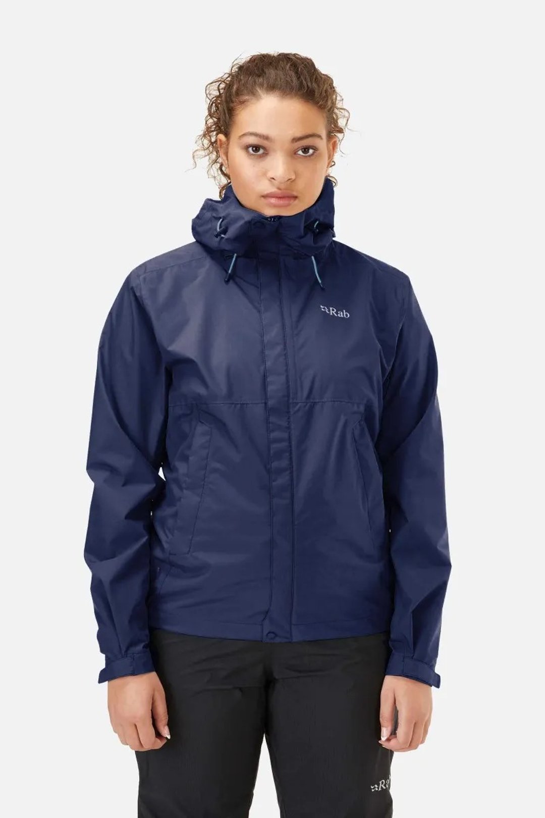 【Rab】Downpour Eco Jacket 轻量防风防水连帽外套 女 深墨蓝 - 女装运动衣 - 聚酯纤维 蓝色