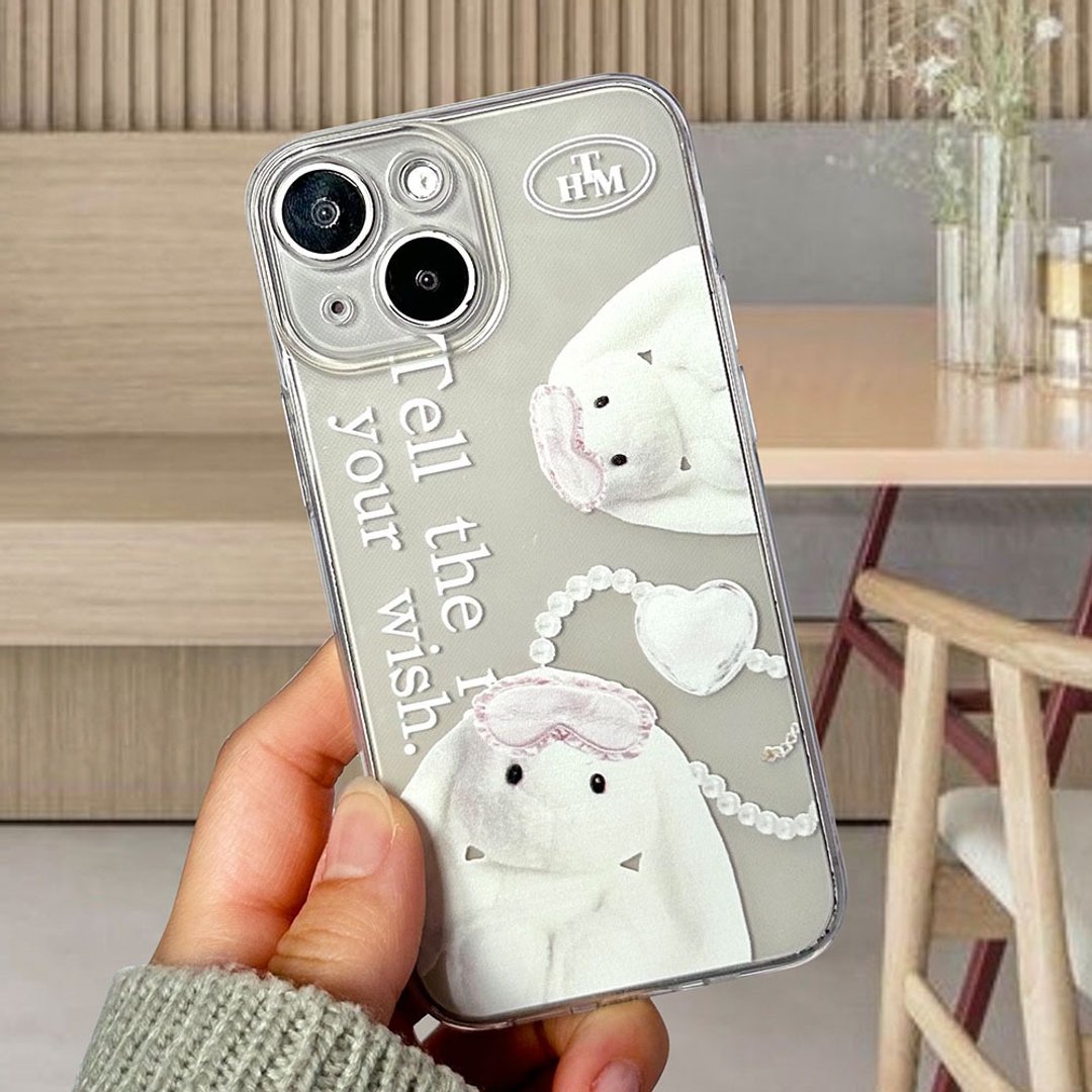iPhone 16/15/14/13/12/11/XS/XR/7/8/SE2/SE3 兔子公仔透明手机壳 - 手机壳/手机套 - 塑料 多色