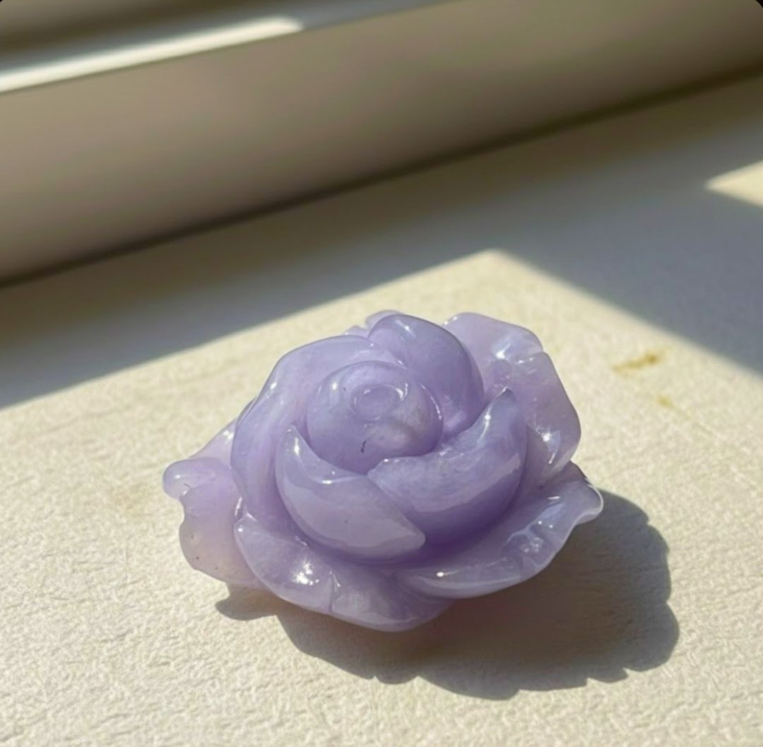 紫罗兰翡翠玫瑰花 | 天然缅甸玉翡翠A货 | 送礼 - 其他 - 玉石 紫色