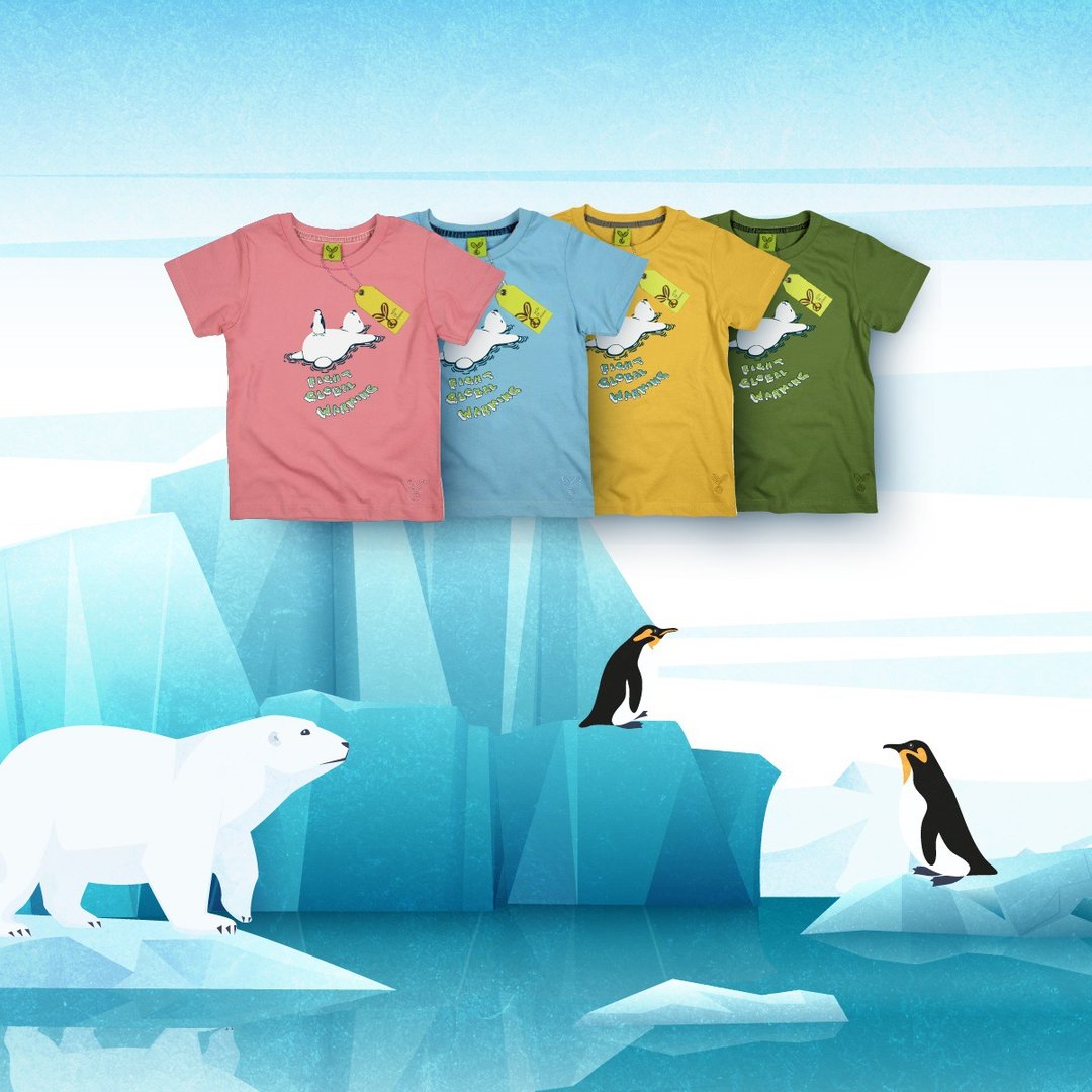 T-shirt Kid - Fight Global Warming | 4 Colours - 童装上衣 - 棉．麻 多色