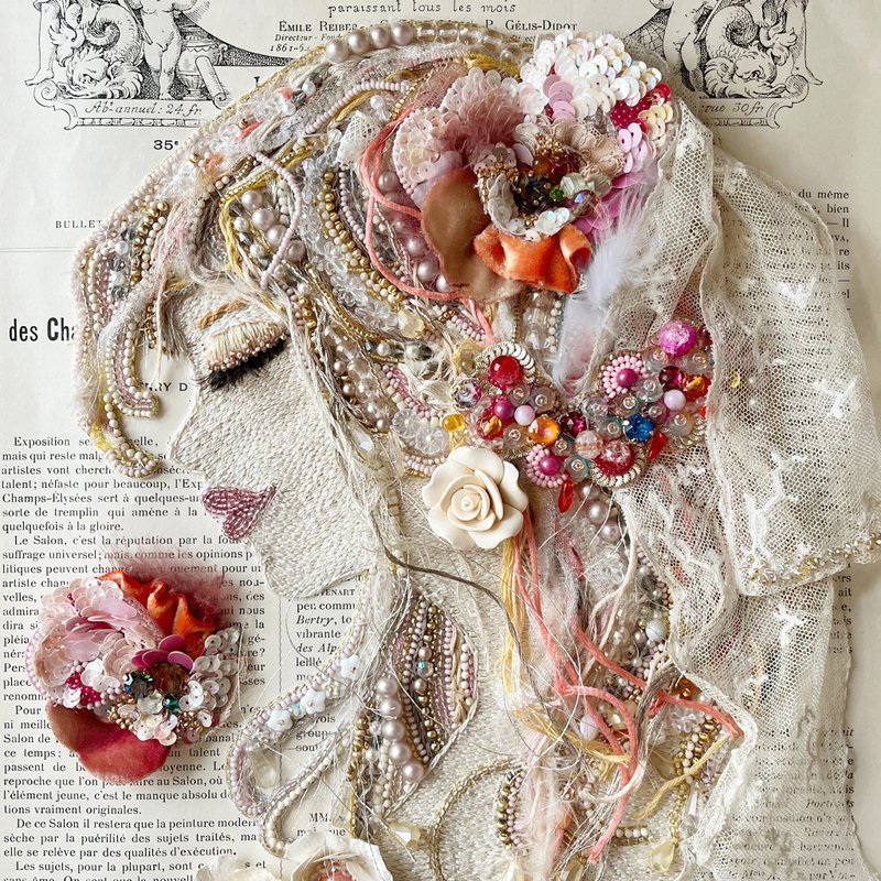 珠子 刺绣 艺术 珠绣　那让我回想起过去 - 墙贴/壁贴 - 绣线 