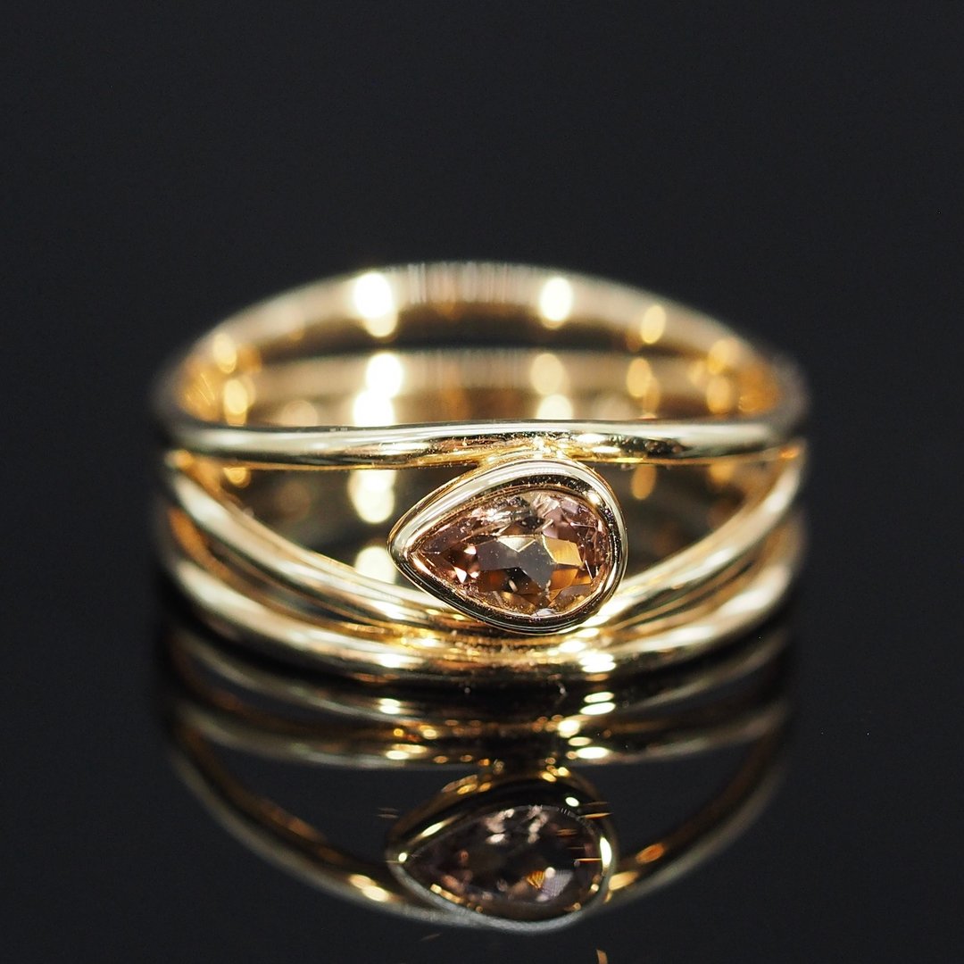 18K金电气石橙梨戒指18K Gold The Tourmaline Orange Pear Wiry - 戒指 - 贵金属 