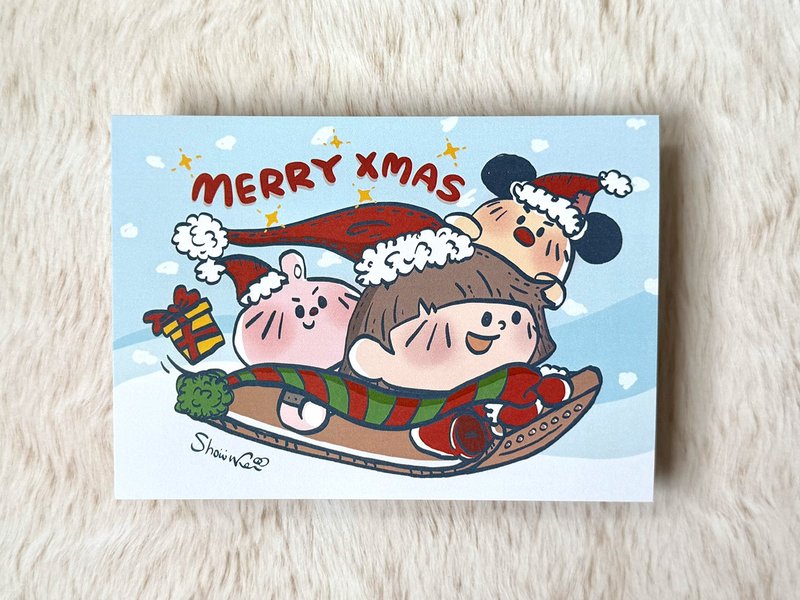 XMAS 滑雪 Let's GO明信片 - 卡片/明信片 - 纸 多色