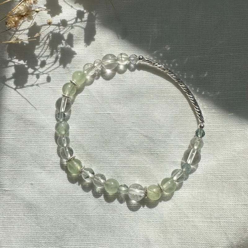 forest/葡萄石 绿发晶 钻切萤石 白水晶/水晶手链 定制化 - 手链/手环 - 水晶 绿色