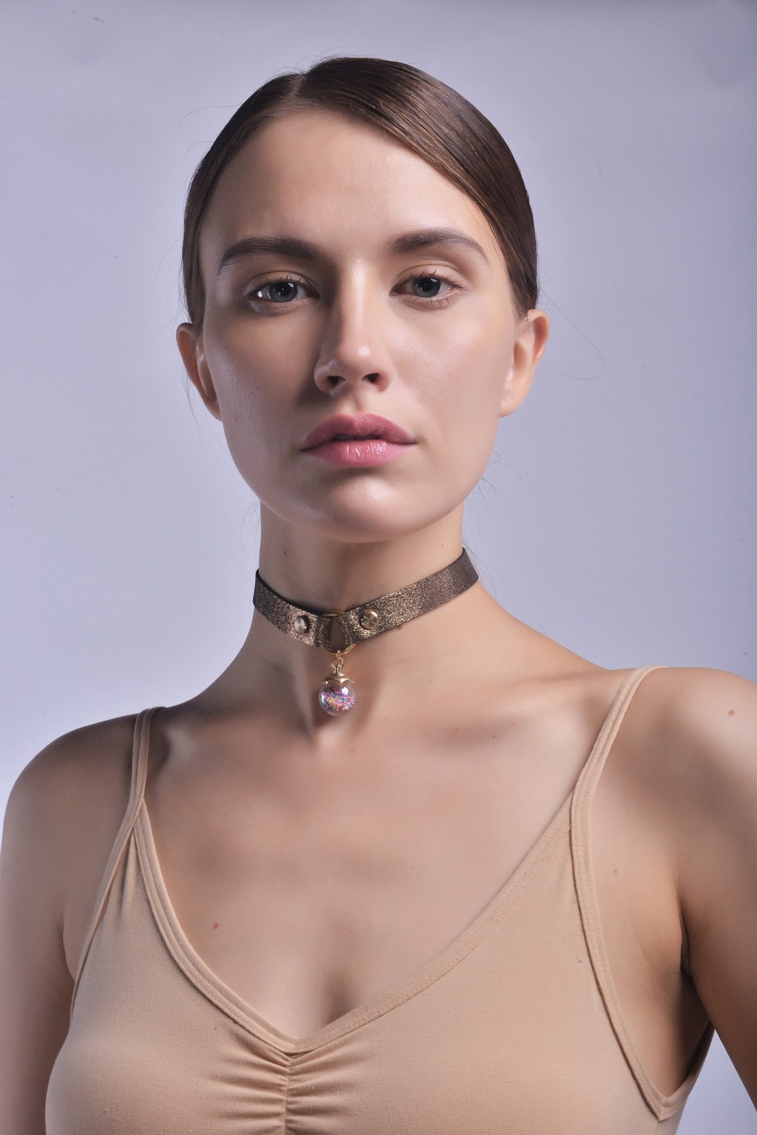Starry Sky 许愿球古铜色 Choker–粗款 - 颈链 - 真皮 