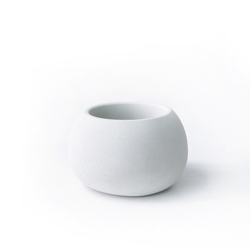 (预购) 纯灰系列 | 圆润造型纯灰水泥盆器 小肥圆 - 花瓶/陶器 - 水泥 灰色