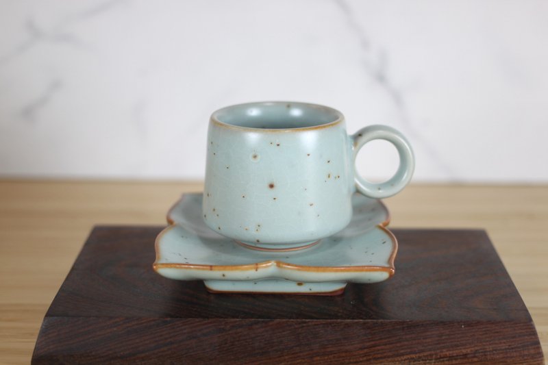 【送礼好物】80ml 铁斑汝窑 咖啡杯盘组 小缘杯 台湾莺歌制 - 咖啡壶/周边 - 瓷 
