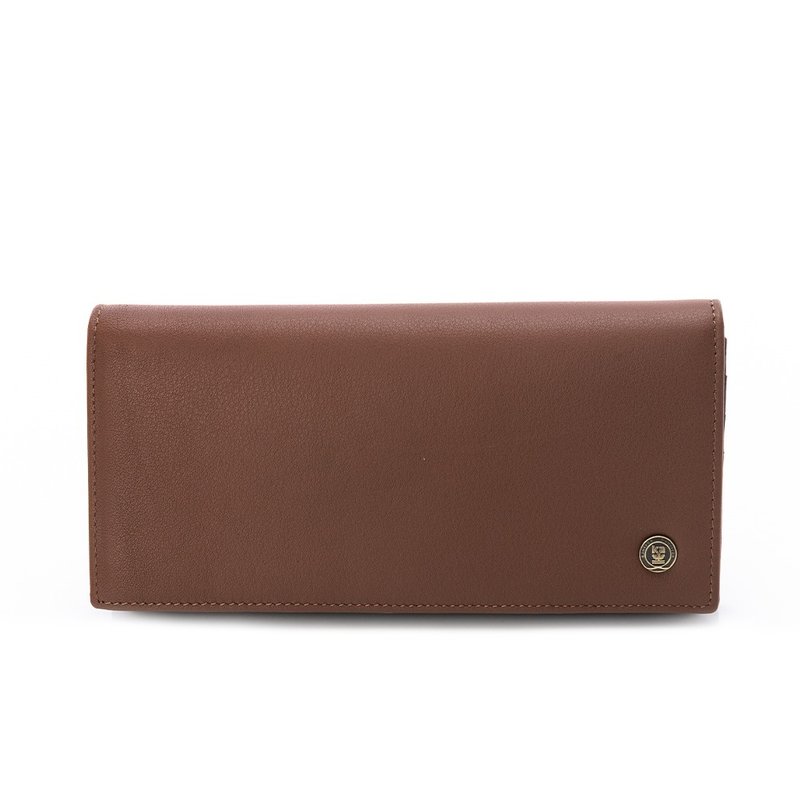【Kinloch Anderson】Hogan 圆标翻盖式长夹-栗叶棕 - 皮夹/钱包 - 真皮 咖啡色