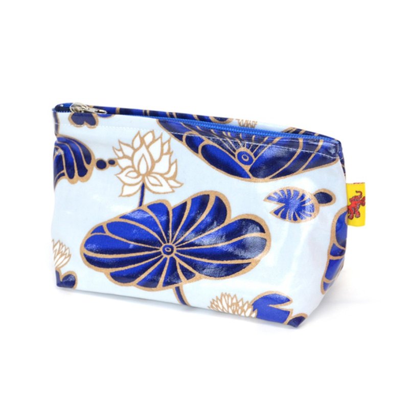 拉链包 - Lotus - 化妆包/杂物包 - 棉．麻 蓝色