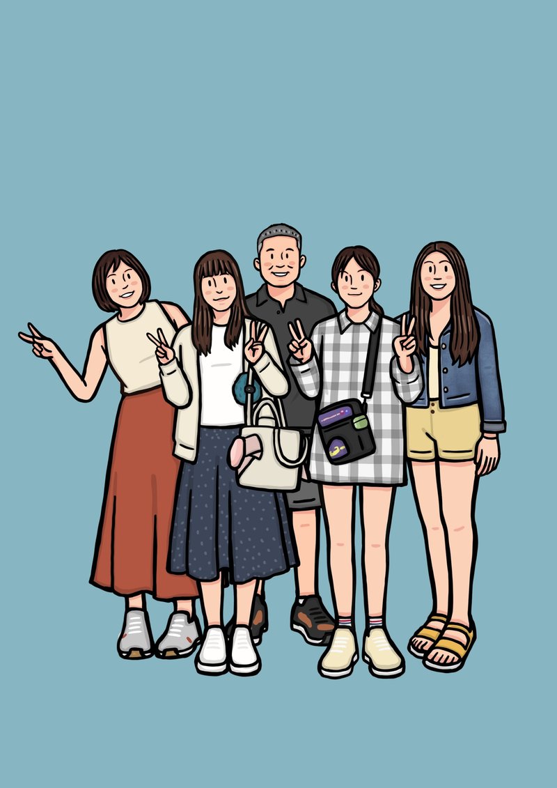 似颜绘画像 生活感似颜绘  全家福 人像 下单前请先联系设计师 - 电子手绘真人画像/绘画/插画 - 其他材质 