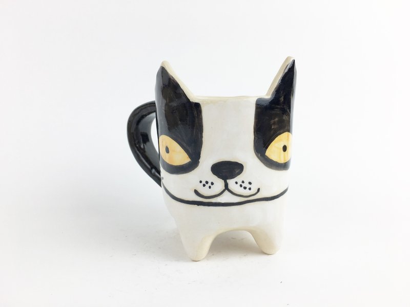 Nice Little Clay 手工耳朵杯_黑白尖耳猫29 - 咖啡杯/马克杯 - 陶 白色