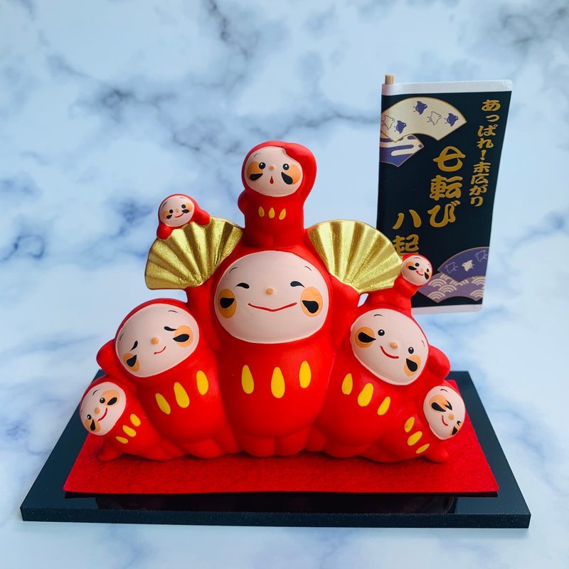开扇招福达摩-七转八起-转运-去水逆-日本吉祥物 开运 招财 送礼 - 摆饰 - 陶 