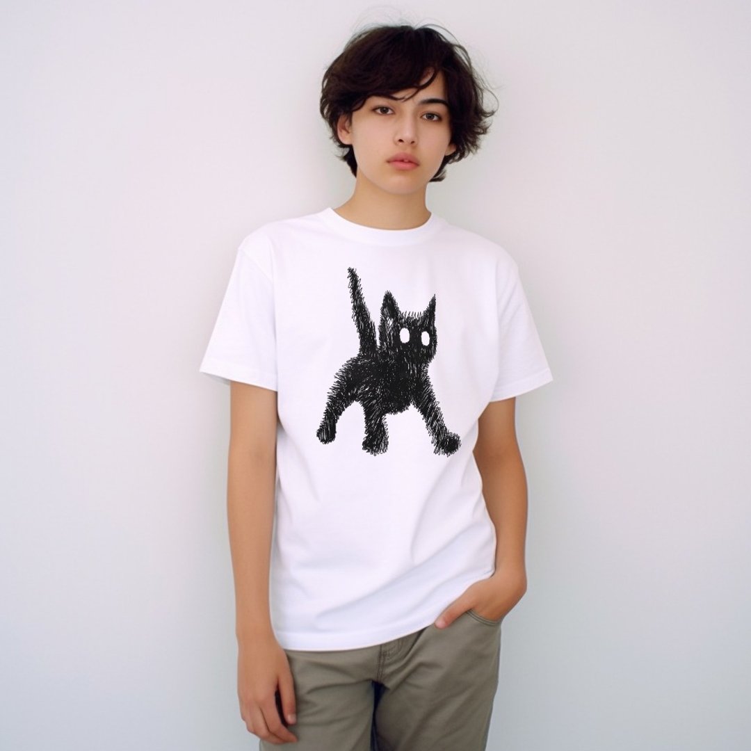 灵魂跳跃猫凡物制纯棉男女款简约时尚T恤 - 男装上衣/T 恤 - 棉 白色