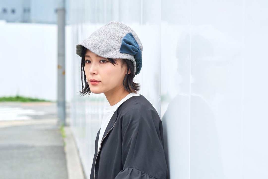 Womens Ribbon Bonnet Autumn Fall Casquette Hat Cute Cap - 帽子 - 聚酯纤维 灰色