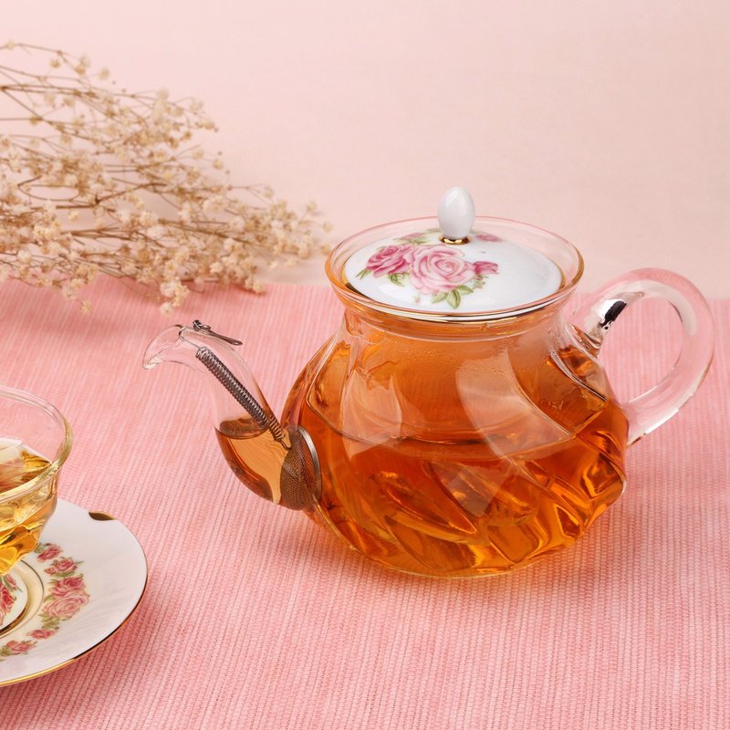 晶艳玫瑰花茶壶(700ml) - 茶具/茶杯 - 玻璃 粉红色