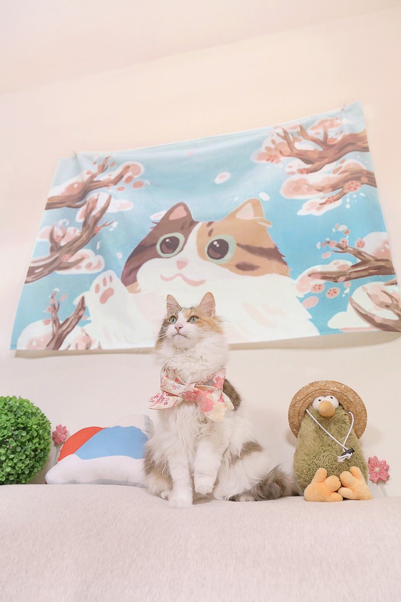 樱花季 猫咪 狗狗 宠物 赏樱挂布 - 墙贴/壁贴 - 聚酯纤维 