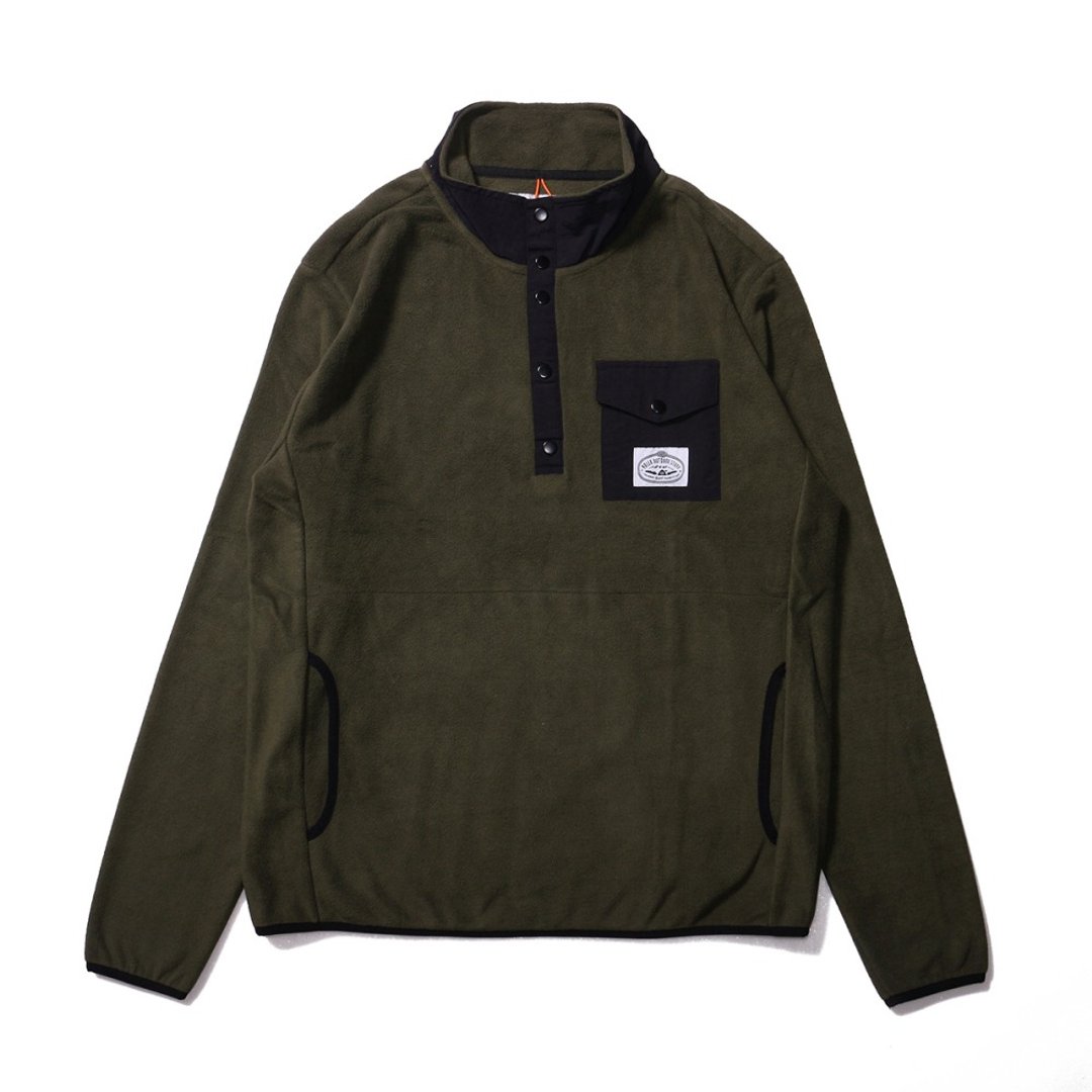 日本限定 POLER SNAP FLEECE 刷毛立领长袖上衣 / 橄榄色 - 男装针织衫/毛衣 - 其他材质 绿色