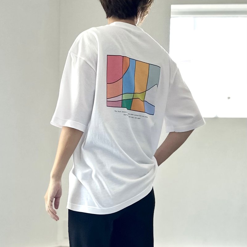 2025 新产品 [男女通用] 四季背部印花大轮廓T恤 5 种颜色可选 [白] - 女装 T 恤 - 棉．麻 白色