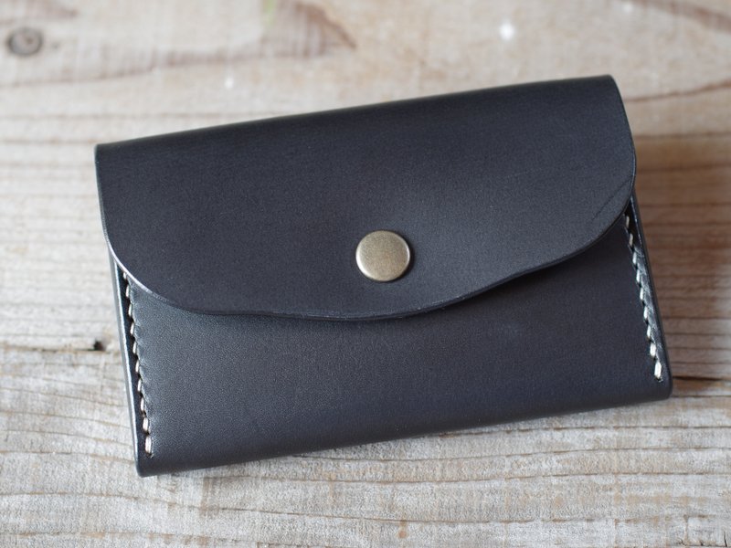 Hand-sewn leather business card holder (card case) black - 其他 - 真皮 黑色