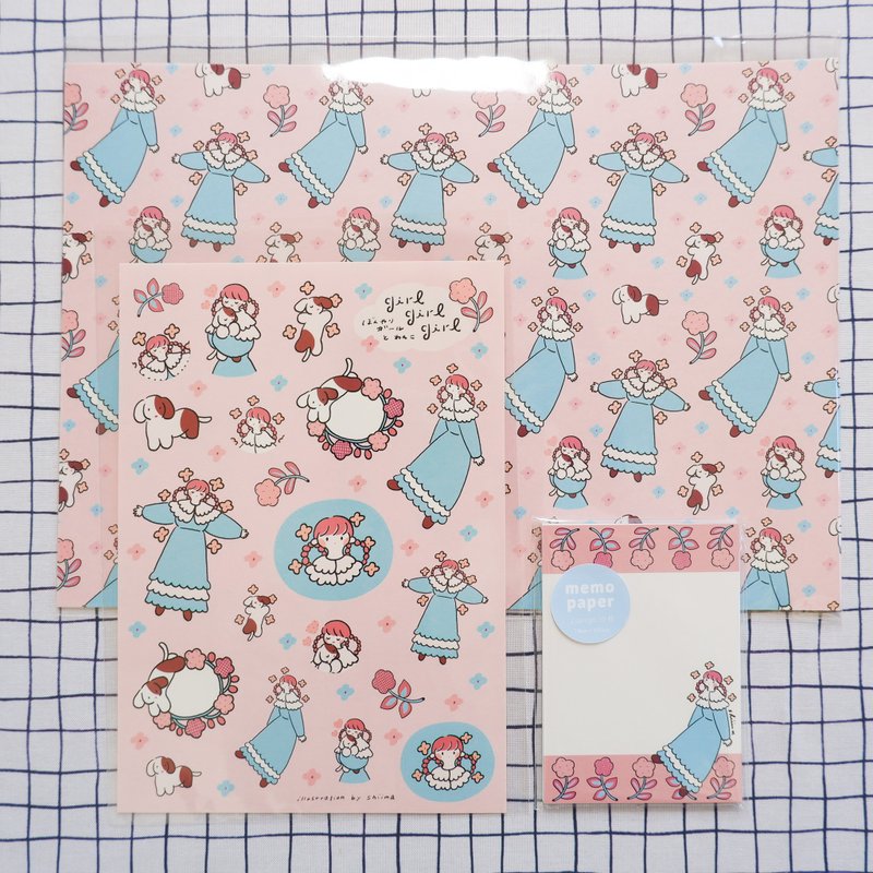 组合贩售【迷糊女孩与狗狗】 - 贴纸 - 纸 粉红色