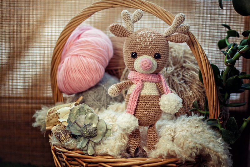 Crochet deer, Crochet deer Stuffed toy, deer toy, knitted deer, Cute plush deer - 玩具/玩偶 - 羊毛 