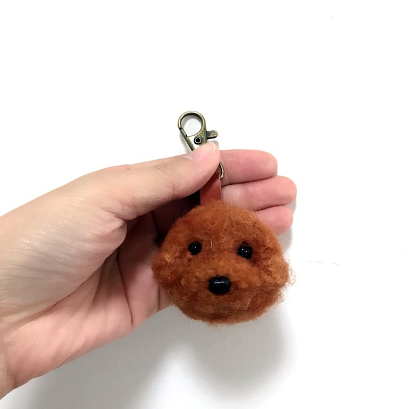 红贵宾_羊毛毡皮革钥匙圈_免费刻英文字 - 钥匙链/钥匙包 - 羊毛 咖啡色