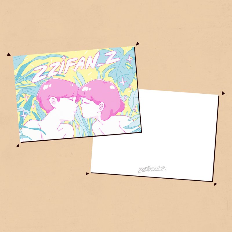 ლ 亲亲 明信片 - 男女 ლ - 卡片/明信片 - 纸 