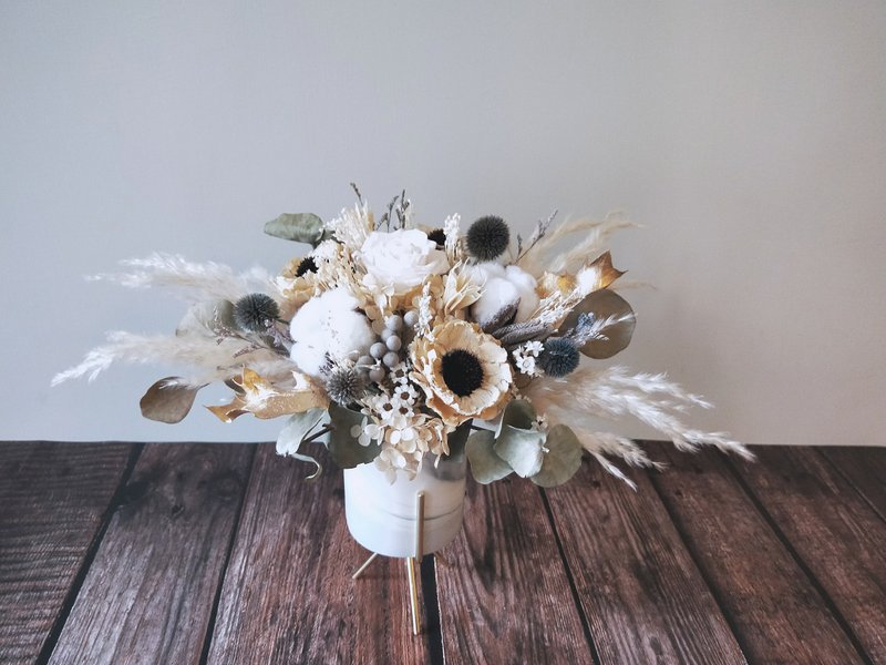 开幕盆花【银白雪国】干燥花 开幕花礼 升迁祝贺 居家装饰 - 植栽/盆栽 - 植物．花 