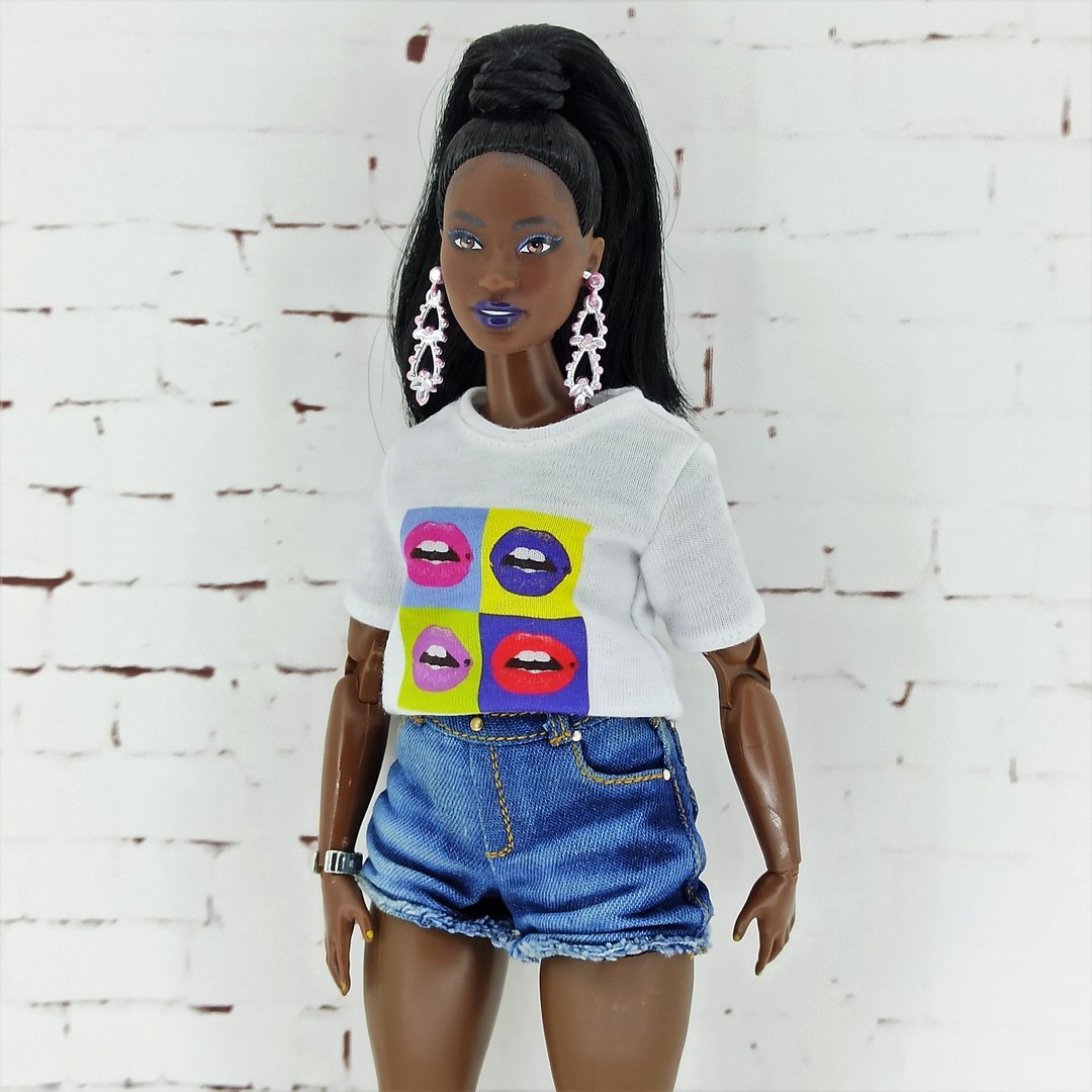 Dark Blue Denim Shorts for Curvy Barbie Doll - 玩具/玩偶 - 棉 蓝色