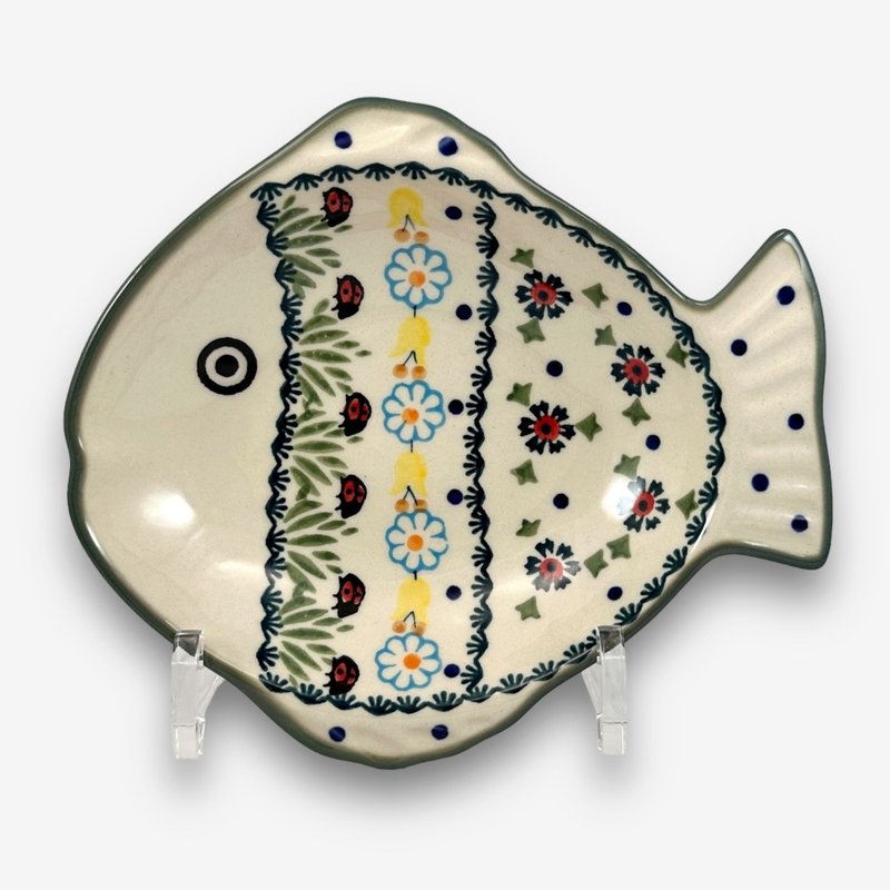 波兰手绘手工陶-鱼型盘 19cm 魔幻森林系列 设计师款 - 盘子/餐盘/盘架 - 陶 多色