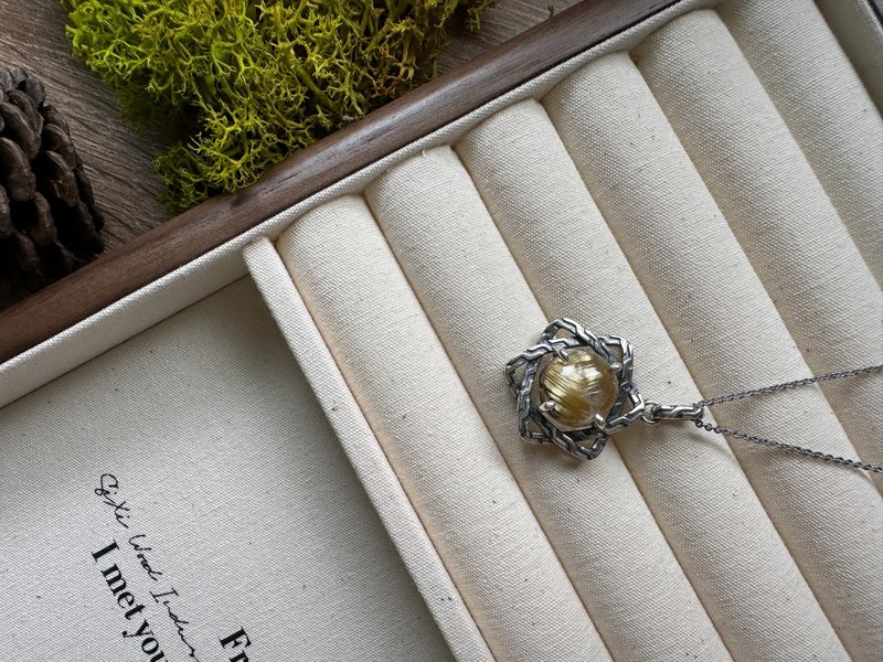 钛金六芒星复古银吊坠 - 项链 - 水晶 