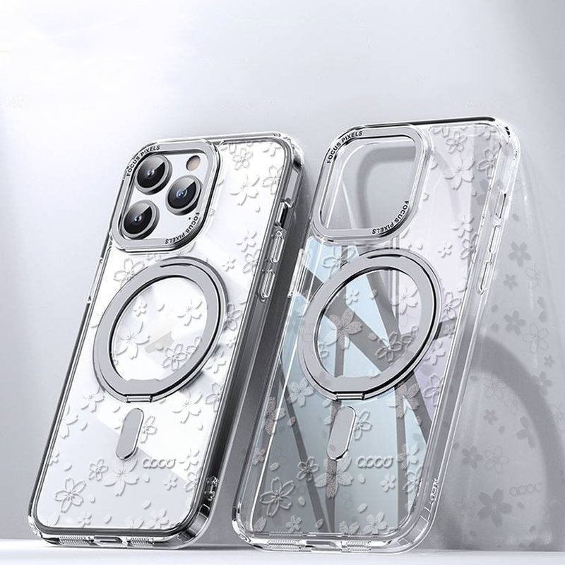 16/15/14/13/12/S24/S23系列 浮雕感360旋转磁吸立架壳-Sakura - 手机壳/手机套 - 其他材质 多色