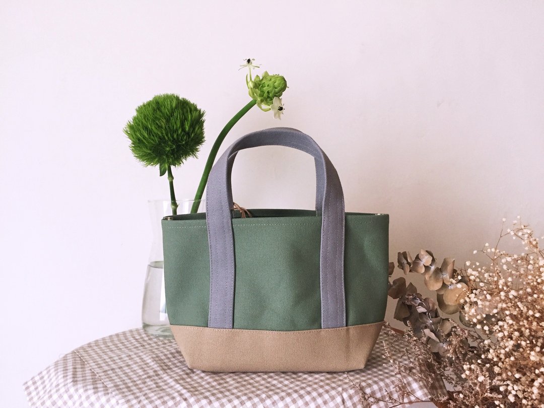 【现货无磁扣款】经典托特包 Ssize -橄榄绿x灰x奶茶- - 手提包/手提袋 - 棉 多色