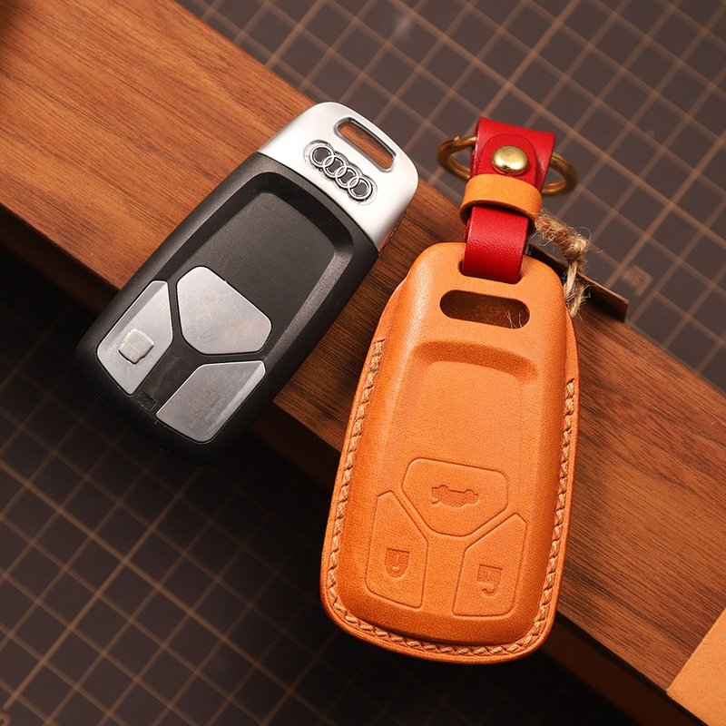 【疯匠】创意礼品 纯手工定制进口真皮车钥匙包套 For Audi奥迪 - 钥匙链/钥匙包 - 真皮 