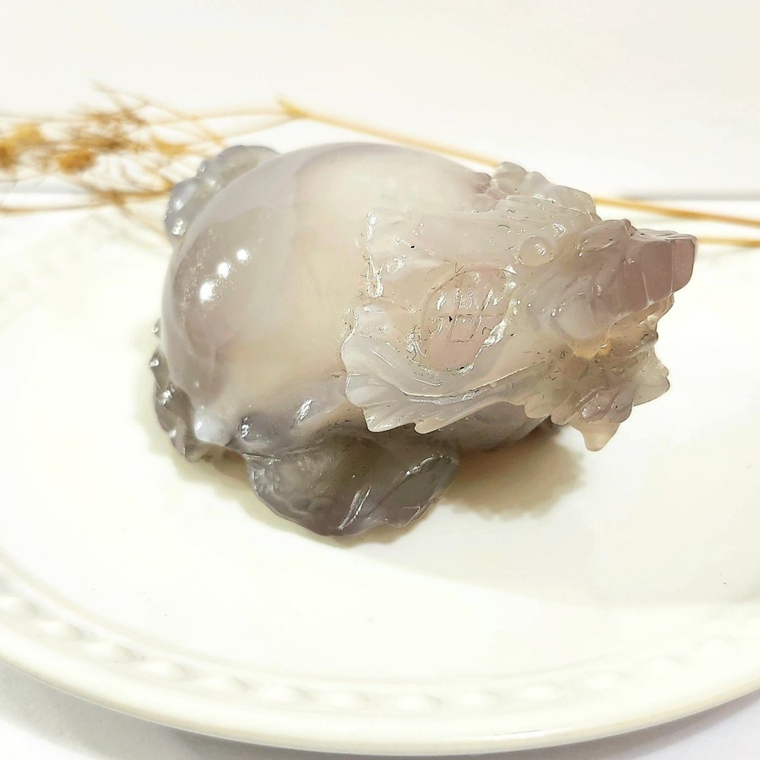 水胆玛瑙龙龟/内有晶洞/脚踩虎斑纹超帅 - 摆饰 - 水晶 灰色