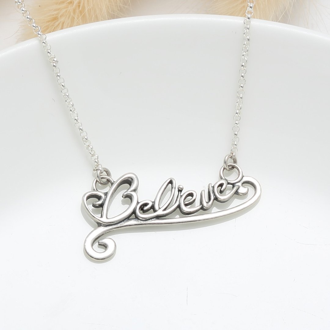 相信 希望 Believe s925 纯银 项链 毕业 生日 周年 情人节 礼物 - 项链 - 纯银 银色
