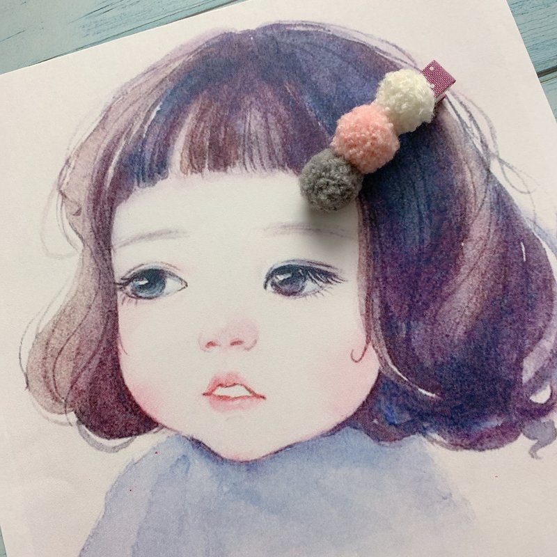 W&C手作 ||小毛球儿|| 灰 贝壳粉 白  发夹 - 发饰 - 其他材质 多色