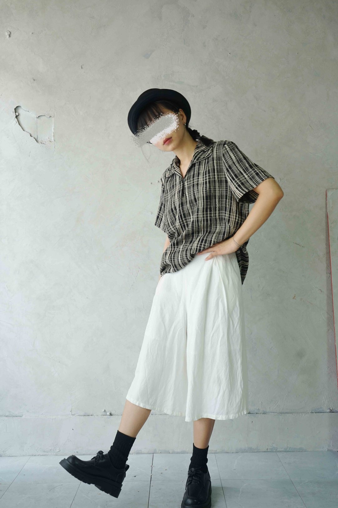 寻宝古着-夏季纯白棉麻打折八分宽裤 - 女装长裤 - 棉 白色