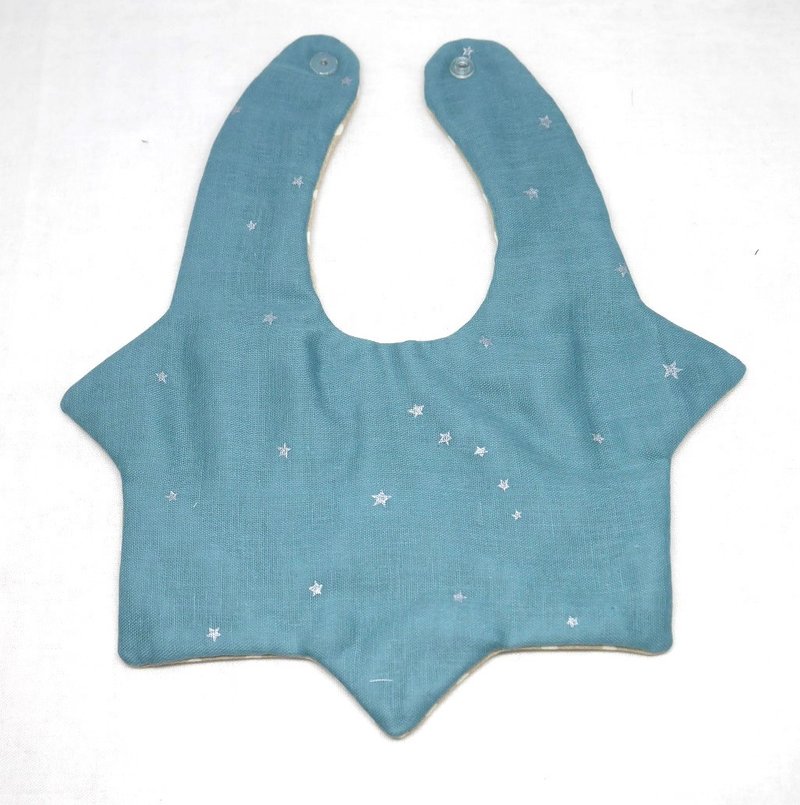 Japanese Handmade 8-layer-gauze Baby Bib - 围嘴/口水巾 - 棉．麻 蓝色