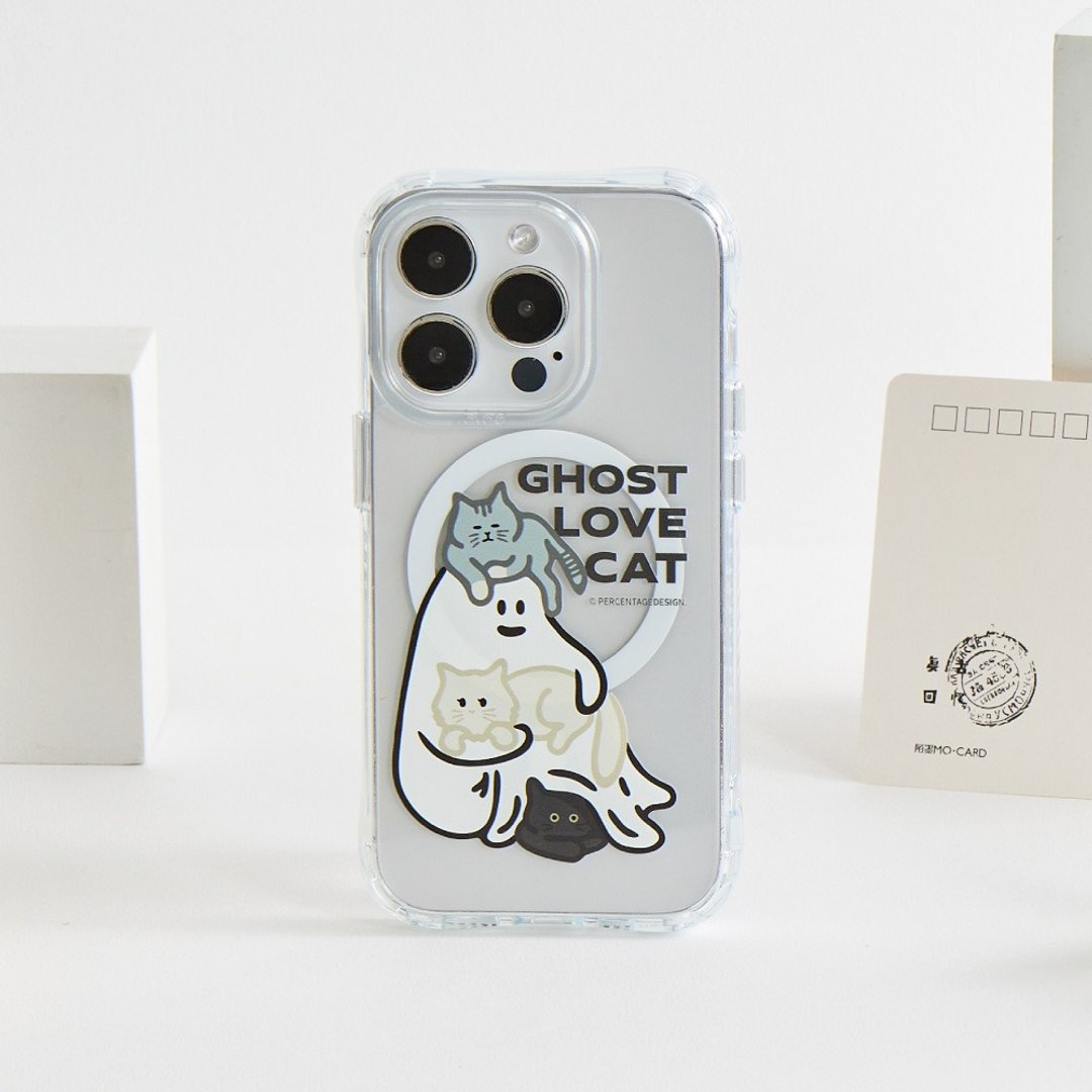 Percentage猫咪围绕抗黄防摔MagSafe iPhone手机壳 - 手机壳/手机套 - 塑料 透明