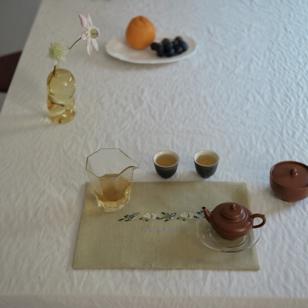 壶中春晓  复古刺绣茶垫 - 其他 - 亚麻 多色