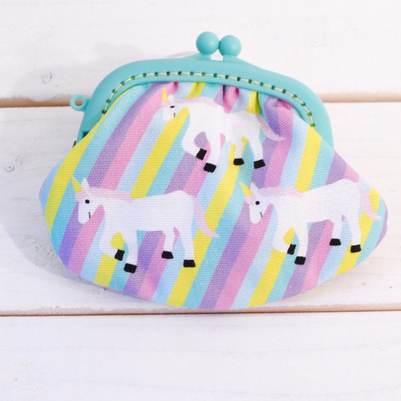 Cloth Gamaguchi Unicorn Rainbow - 化妆包/杂物包 - 棉．麻 多色