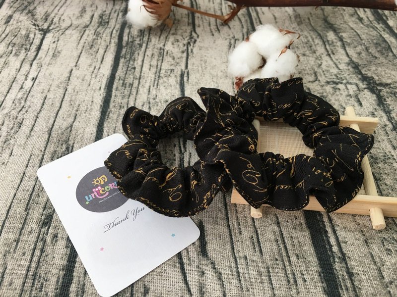 黑时尚-手作亲子发圈、大肠圈、发饰、亲子发饰、交换礼物-明-unicorn - 发饰 - 棉．麻 黑色