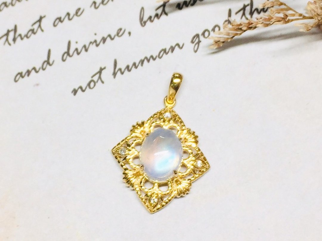 【Jewelry Ya 茱丽叶】古典镂空 14K金 月光石 小钻 坠子 - 其他 - 贵金属 